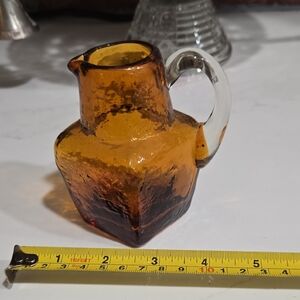 Source Unknown Amber Glass Jug with Clear Handle